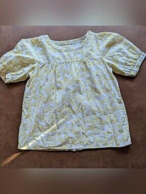 Jane and Delancey Yellow and White Floral Short Sleeve Top